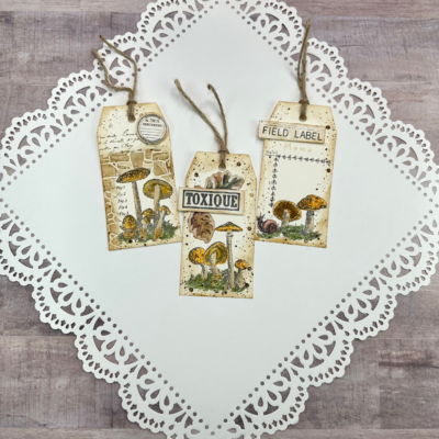 Antique Garden Mushroom Journal Tags