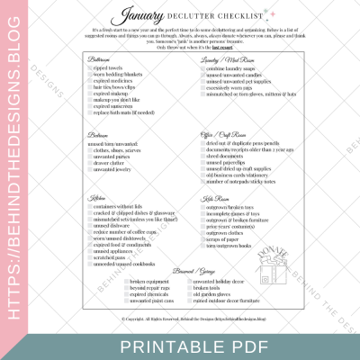 January Declutter Checklist Printable