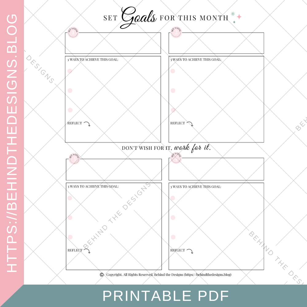 Set Goals For This Month Planner Printable