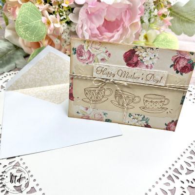 Vintage Tea Cottage Rose Mother's Day Card