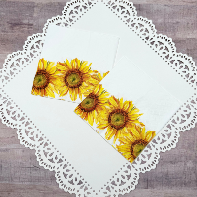 Decoupage Napkins Bright Sunflowers Border