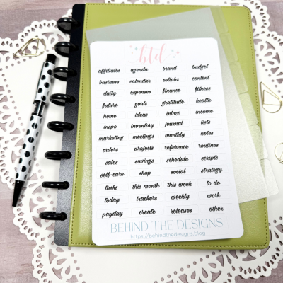 Planner Tab Divider Labels Stickers Sheet Mini Disc Bound