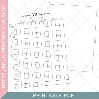 Annual Statistics Tracker Planner Printable